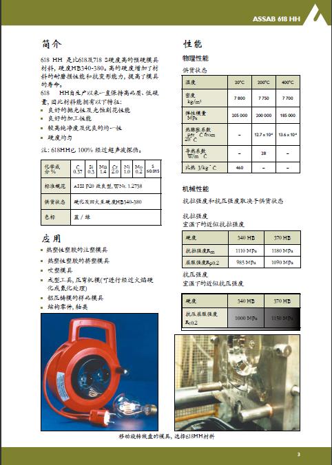 瑞典一勝百618HH預(yù)硬塑膠模具鋼