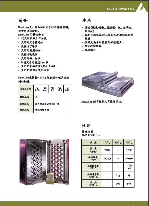 Royalloy|Royalloy模具鋼|瑞典一勝百ROYALLOY易切削預(yù)硬不銹模座鋼